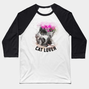 Watercolour Cat Lover Baseball T-Shirt